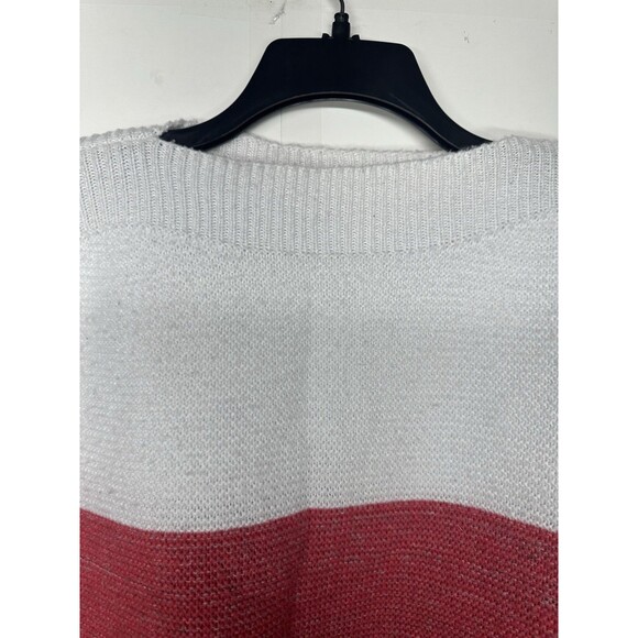 SHEIN Women’s Color Block Sweater Size Large Pink Red White Knit Pullover - Picture 6 of 9